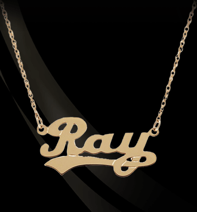 Script with Tail Nameplate Necklace