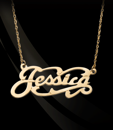 Scroll Script Nameplate Necklace