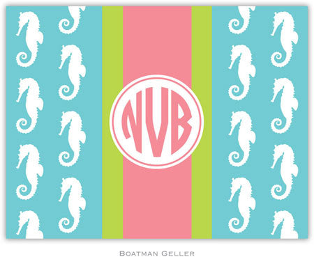 Seahorse Ribbon in Teal Foldover Note