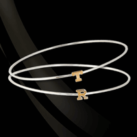 Silver Bangle with 14K Initial