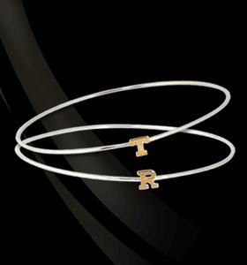 Silver Bangle with 14K Initial