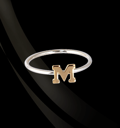 Sterling Silver Ring with 14K Initial