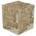 Antique Northeast Map Tissue Box Cover