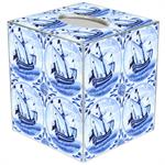 Delft Blue Sailboat Tissue Box Cover

