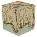 Antique Alabama Coast Map Tissue Box Cover