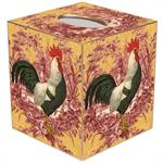 Roosters on Red & Gold Tissue Box Cover