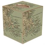 Antique Massachusetts and Nantucket Bay Map Tissue Box Cover
