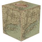 Long Island Antique Map Tissue Box Cover