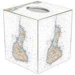 Block Island Nautical Chart Tissue Box Cover
