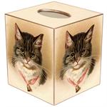 Tabby Cat with Bell Tissue Box Cover
