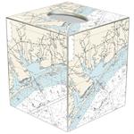 Matagorda Texas Nautical Chart Tissue Box Cover