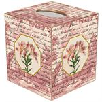 Pink Lillies on Rose Toile Tissue Box Cover