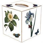 White Gardenia, White Camellia, & Blue Irises Tissue Box Cover
