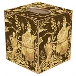 Brown & Gold Asian Toile Tissue Box Cover