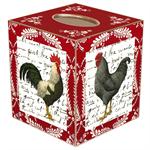 Roosters on Red Provencial Tissue Box Cover
