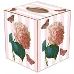 Pink Hydrangea on Pink Stripe Tissue Box Cover