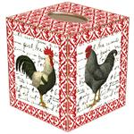 Rooster on Red French Print Tissue Box Cover