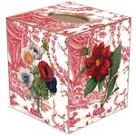 Red Flowers on Red Toile Tissue Box Cover