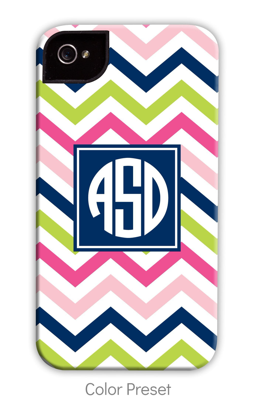 Chevron Pink, Navy & Lime Phone Case