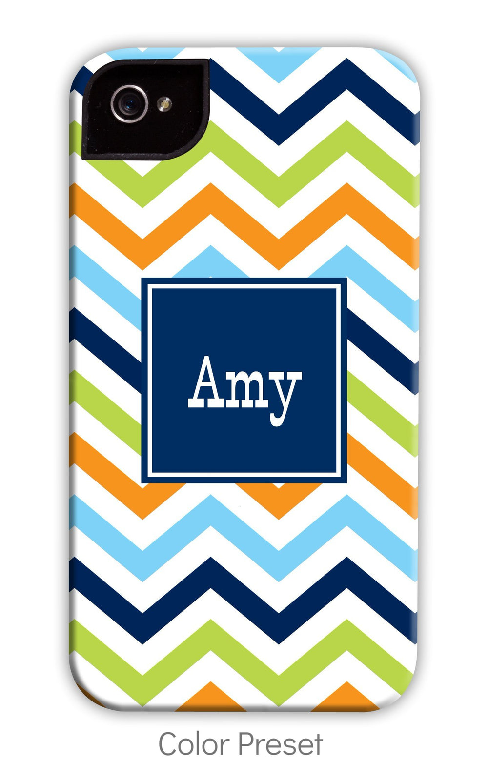 Chevron Blue, Orange & Lime Phone Case