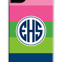 Bold Stripe: Pink, Green, and Navy Phone Case