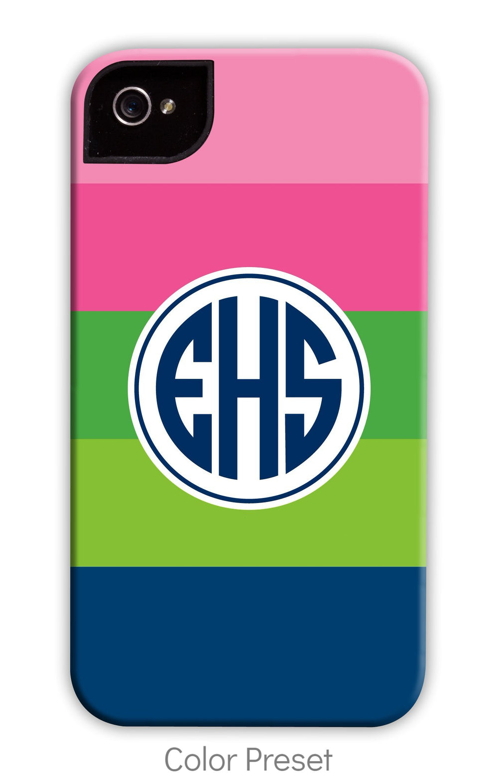 Bold Stripe: Pink, Green, and Navy Phone Case