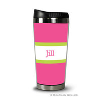Stripe Raspberry & Lime Travel Tumbler