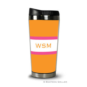 Stripe Tangerine & Raspberry Travel Tumbler