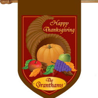 Monogrammed Thanksgiving House Flag