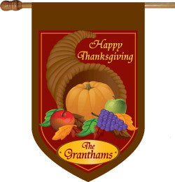 Monogrammed Thanksgiving House Flag