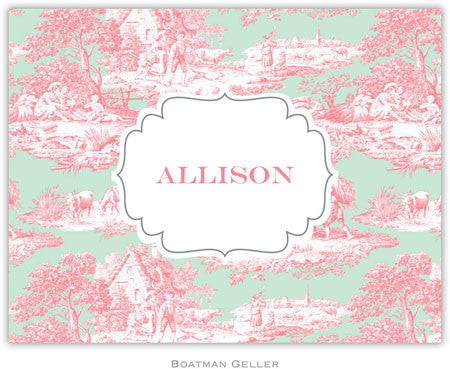 Toile Melon & Mint Foldover Note