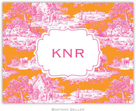 Toile Raspberry & Tangerine Foldover Note