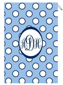 Monogrammed Light Blue & Navy Polka Dot Laundry Bag