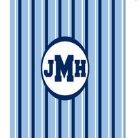 Monogrammed Light Blue & Navy Striped Laundry Bag