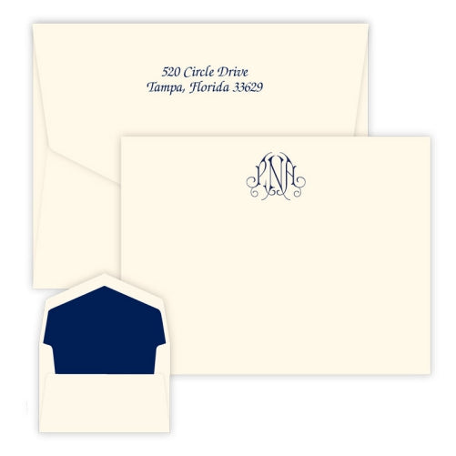 Victoria Monogram - Raised Ink Flat Correspondence Card