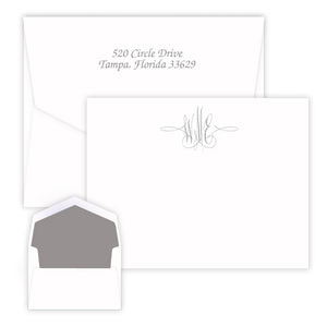 Virginia Monogram - Raised Ink Flat Correspondence Card