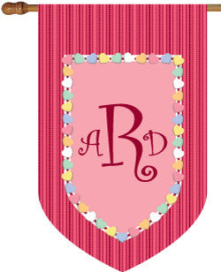 Monogrammed Candy Hearts House Flag