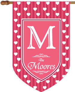 Monogrammed Polka Dot Hearts House Flag