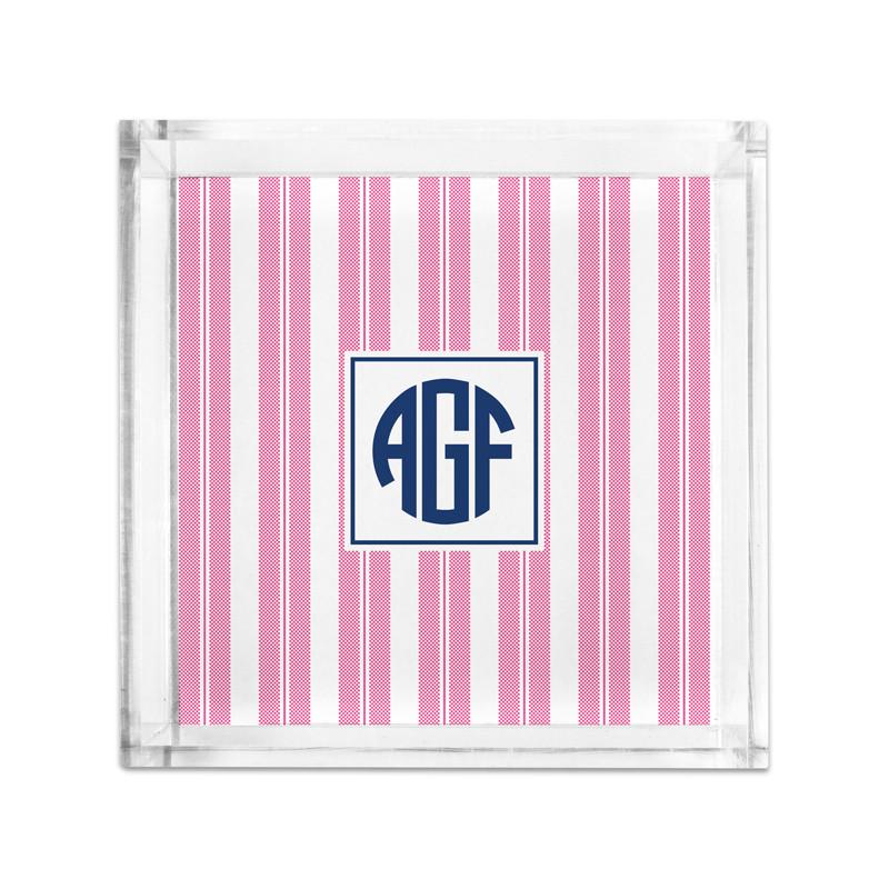 Boatman Geller Vineyard Stripe Raspberry Petite Lucite Tray
