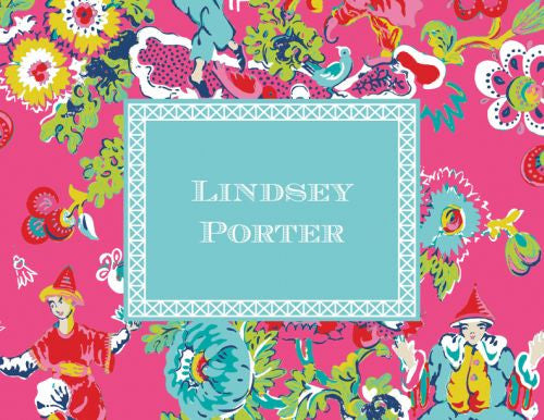 Monogramed Chinois Peony Folded Note 