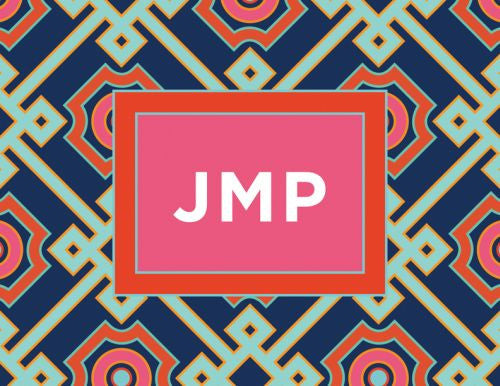 Monogramed Swank Navy Folded Note 
