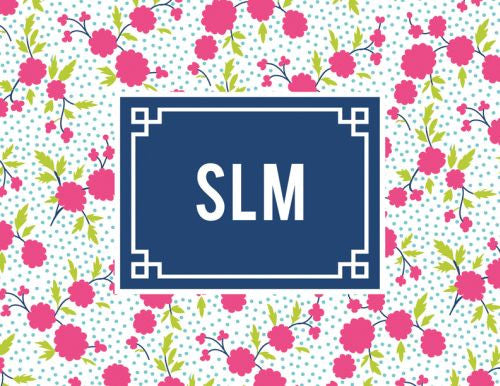 Monogramed Mod Floral Peony Folded Note 