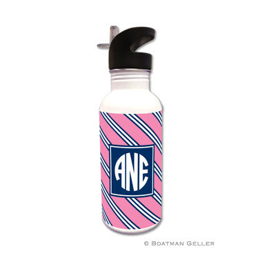 Repp Tie Pink & Navy Water Bottle