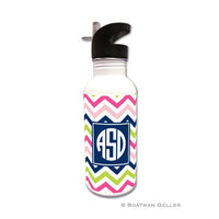 Chevron Pink, Navy, & Lime Water Bottle