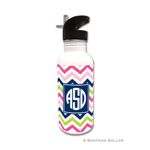 Chevron Pink, Navy, & Lime Water Bottle