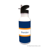 Stripe Navy & Tangerine Water Bottle