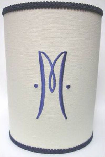 Monogram Linen Waste Basket