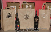 Monogrammed Jute Wine Bags

