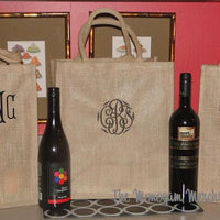 Monogrammed Jute Wine Bags