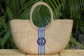 Monogrammed Extra Large Shoulder Straw Tote